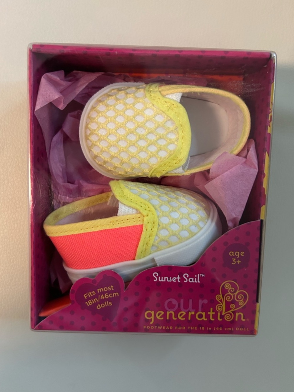Our Generation Sunset Sail Slip-On Shoes for 18” dolls - NEW in box
